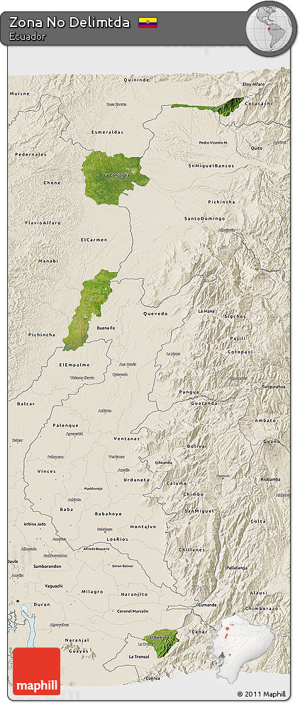 Satellite 3D Map of Zona No Delimtda, shaded relief outside