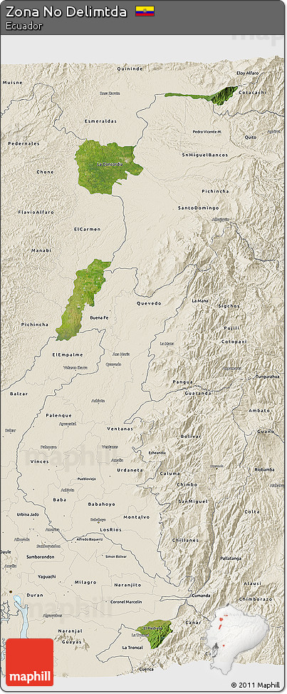 Satellite 3D Map of Zona No Delimtda, shaded relief outside
