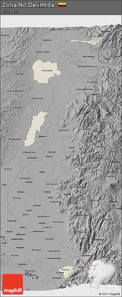 Shaded Relief 3D Map of Zona No Delimtda, darken, desaturated