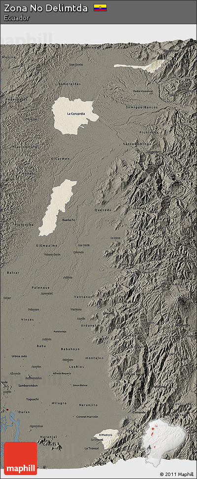 Shaded Relief 3D Map of Zona No Delimtda, darken