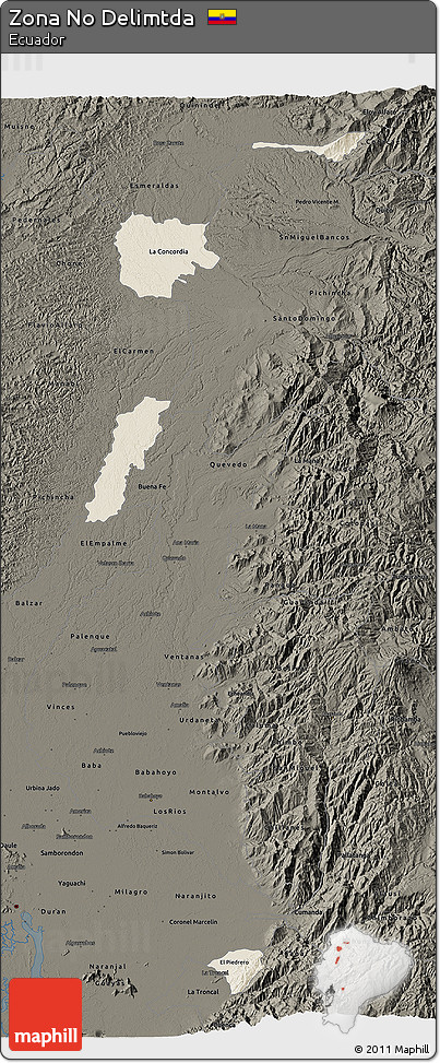 Shaded Relief 3D Map of Zona No Delimtda, darken