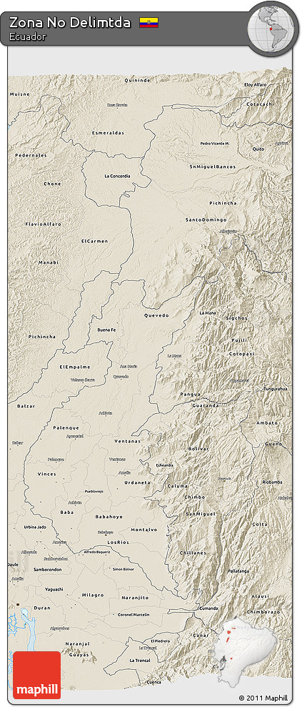 Shaded Relief 3D Map of Zona No Delimtda