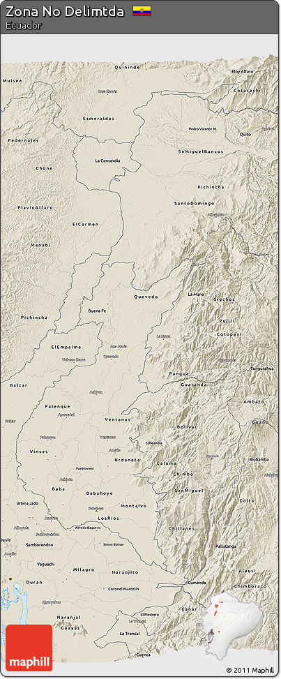 Shaded Relief 3D Map of Zona No Delimtda