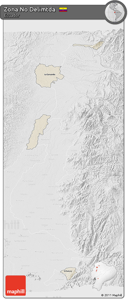 Shaded Relief 3D Map of Zona No Delimtda, lighten, desaturated