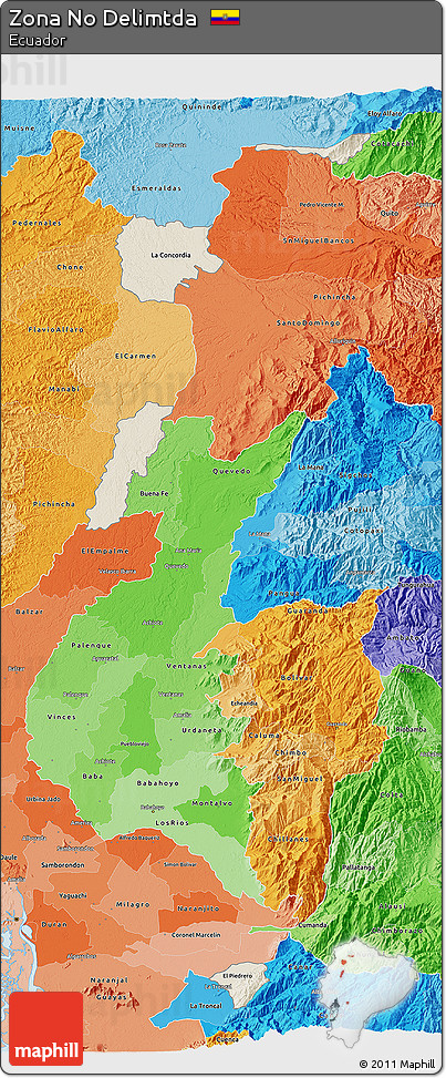 Shaded Relief 3D Map of Zona No Delimtda, political shades outside
