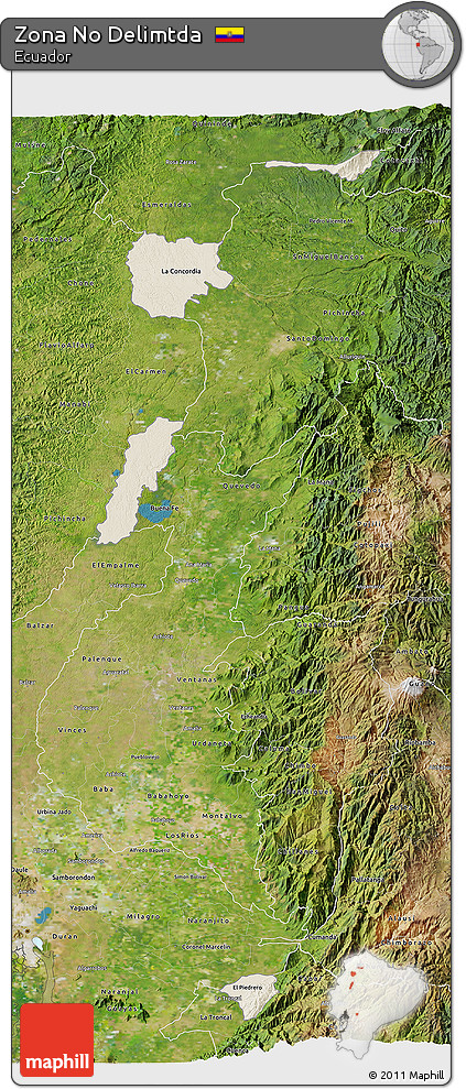 Shaded Relief 3D Map of Zona No Delimtda, satellite outside