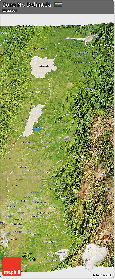 Shaded Relief 3D Map of Zona No Delimtda, satellite outside