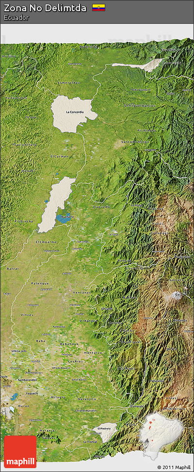 Shaded Relief 3D Map of Zona No Delimtda, satellite outside
