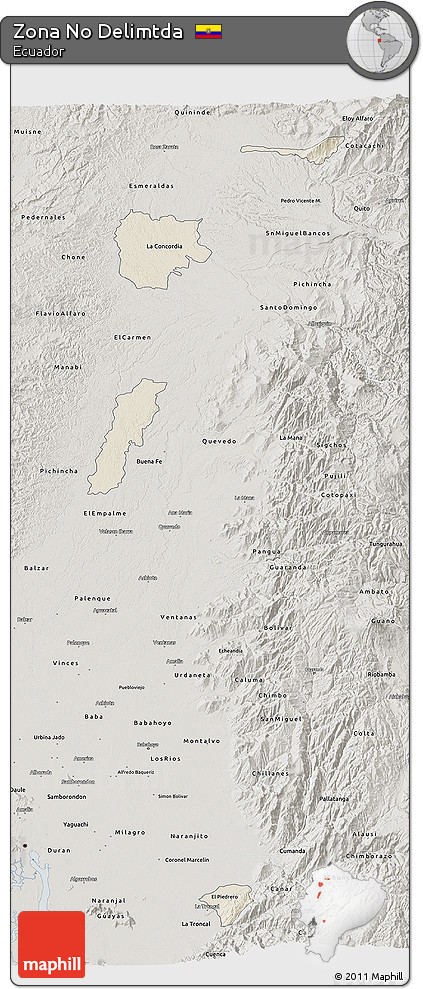 Shaded Relief 3D Map of Zona No Delimtda, semi-desaturated