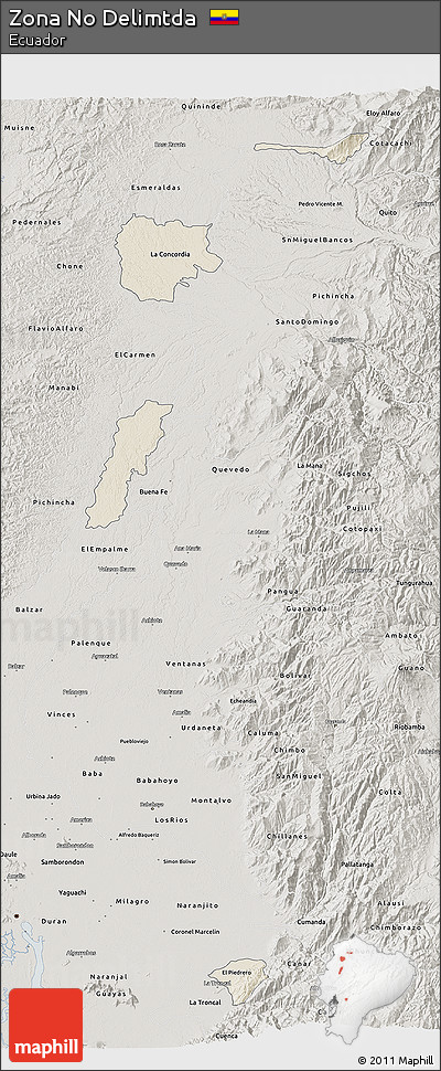 Shaded Relief 3D Map of Zona No Delimtda, semi-desaturated