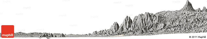 Shaded Relief Horizon Map of Zona No Delimtda, darken, semi-desaturated