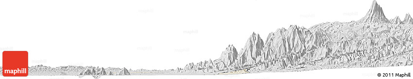 Shaded Relief Horizon Map of Zona No Delimtda, desaturated