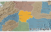 Political 3D Map of La Concordia, semi-desaturated