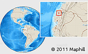 Shaded Relief Location Map of La Concordia, within the entire country