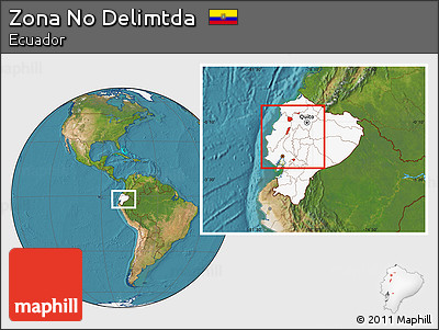 Satellite Location Map of Zona No Delimtda, highlighted country, within the entire country
