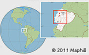 Savanna Style Location Map of Zona No Delimtda, highlighted country, within the entire country