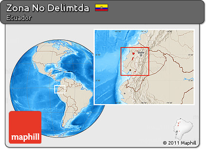 Shaded Relief Location Map of Zona No Delimtda, within the entire country