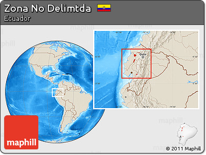 Shaded Relief Location Map of Zona No Delimtda, within the entire country