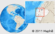 Shaded Relief Location Map of Zona No Delimtda, highlighted country