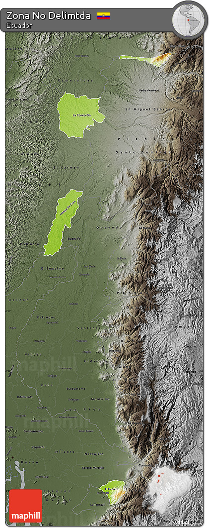 Physical Map of Zona No Delimtda, darken, semi-desaturated