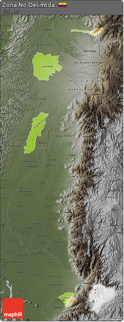 Physical Map of Zona No Delimtda, darken, semi-desaturated