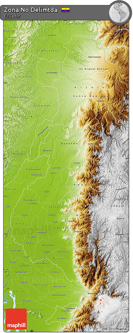Physical Map of Zona No Delimtda