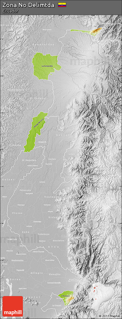 Physical Map of Zona No Delimtda, lighten, desaturated