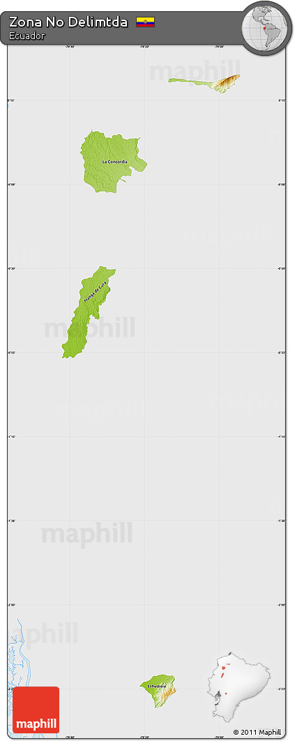 Physical Map of Zona No Delimtda, single color outside