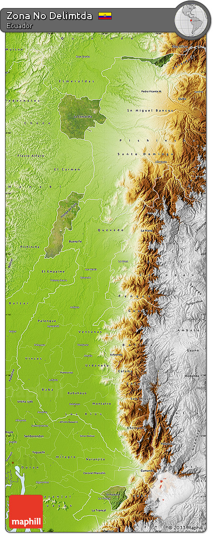 Satellite Map of Zona No Delimtda, physical outside
