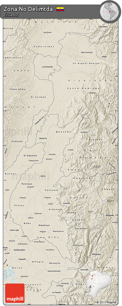 Shaded Relief Map of Zona No Delimtda