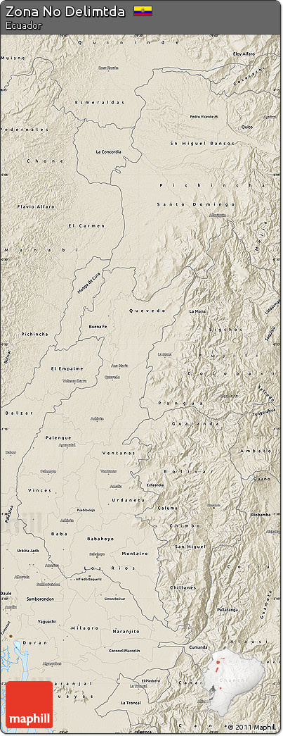 Shaded Relief Map of Zona No Delimtda