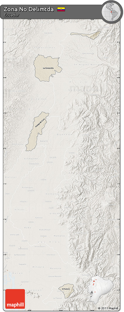 Shaded Relief Map of Zona No Delimtda, lighten