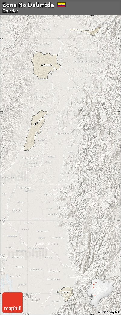 Shaded Relief Map of Zona No Delimtda, lighten