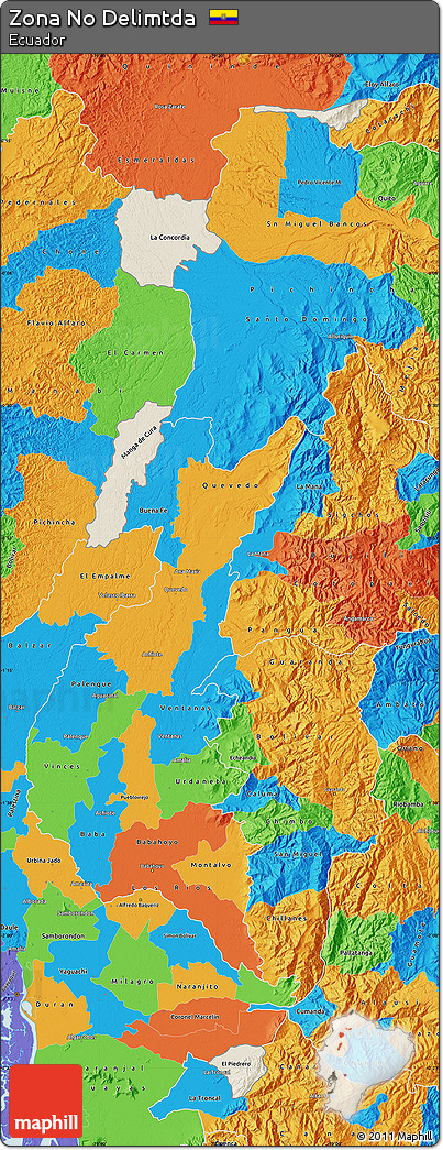 Shaded Relief Map of Zona No Delimtda, political outside