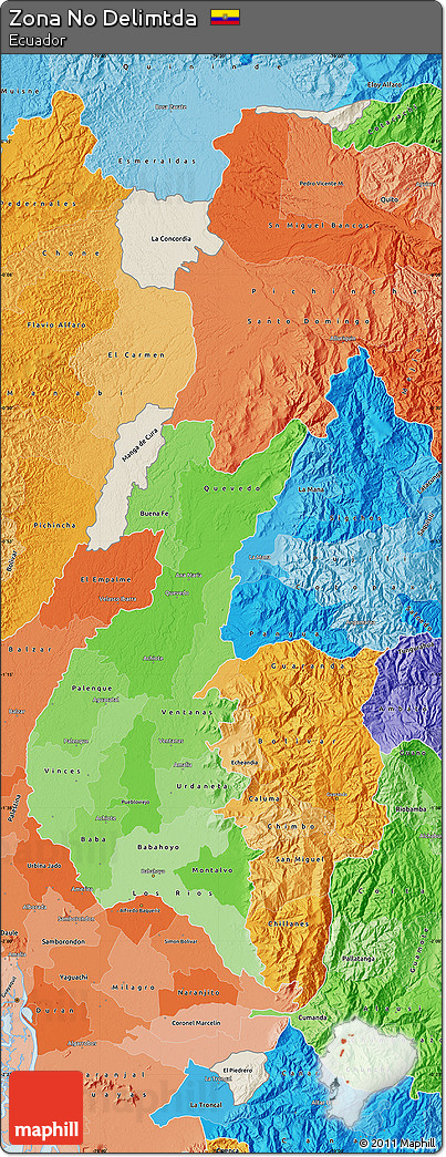 Shaded Relief Map of Zona No Delimtda, political shades outside