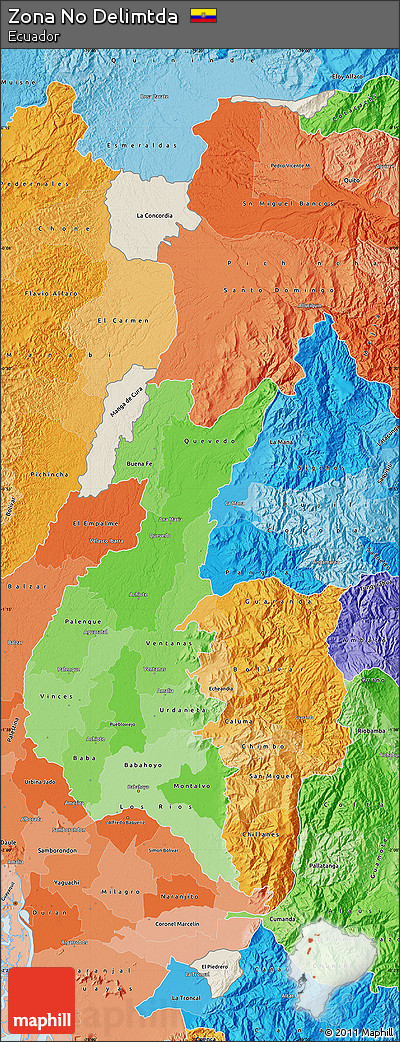 Shaded Relief Map of Zona No Delimtda, political shades outside
