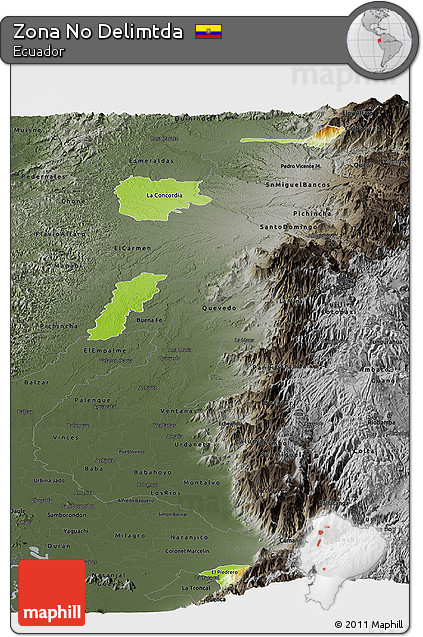 Physical Panoramic Map of Zona No Delimtda, darken, semi-desaturated