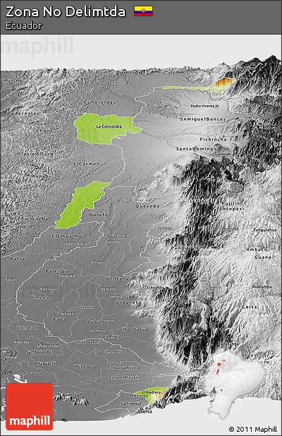 Physical Panoramic Map of Zona No Delimtda, desaturated