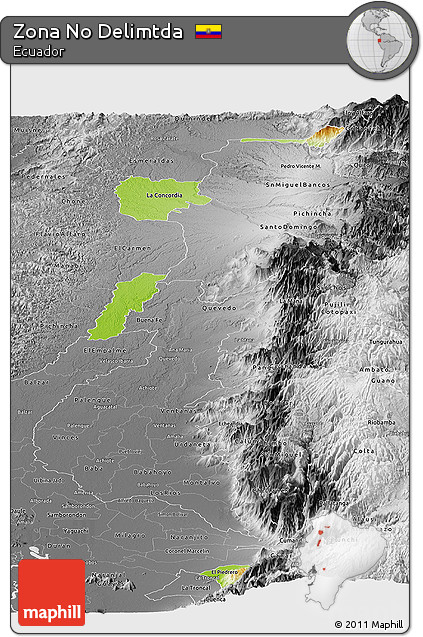 Physical Panoramic Map of Zona No Delimtda, desaturated
