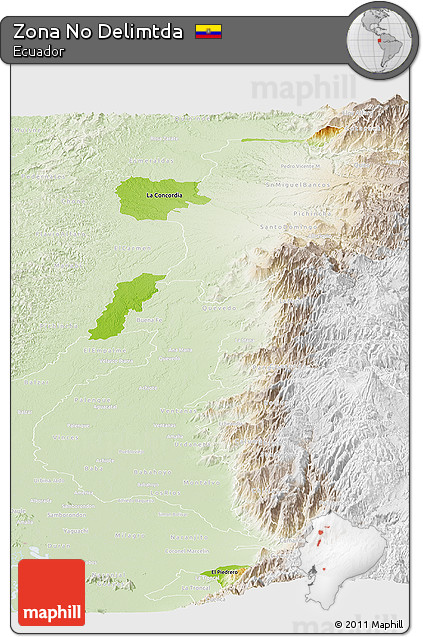 Physical Panoramic Map of Zona No Delimtda, lighten