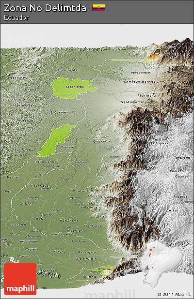 Physical Panoramic Map of Zona No Delimtda, semi-desaturated