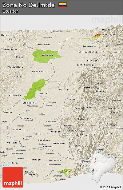 Physical Panoramic Map of Zona No Delimtda, shaded relief outside