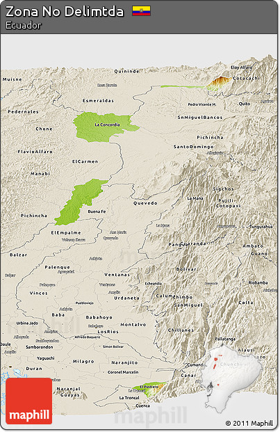 Physical Panoramic Map of Zona No Delimtda, shaded relief outside