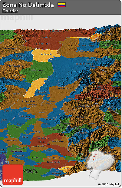Political Panoramic Map of Zona No Delimtda, darken