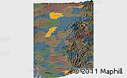 Political Panoramic Map of Zona No Delimtda, darken, semi-desaturated