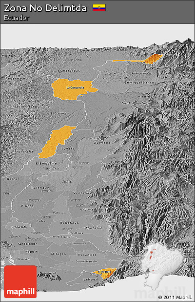 Political Panoramic Map of Zona No Delimtda, desaturated