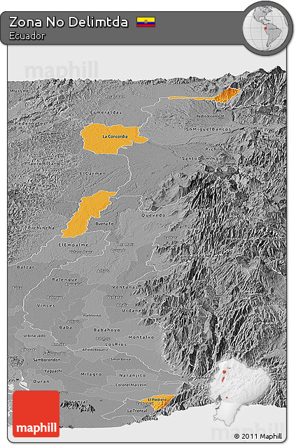 Political Panoramic Map of Zona No Delimtda, desaturated