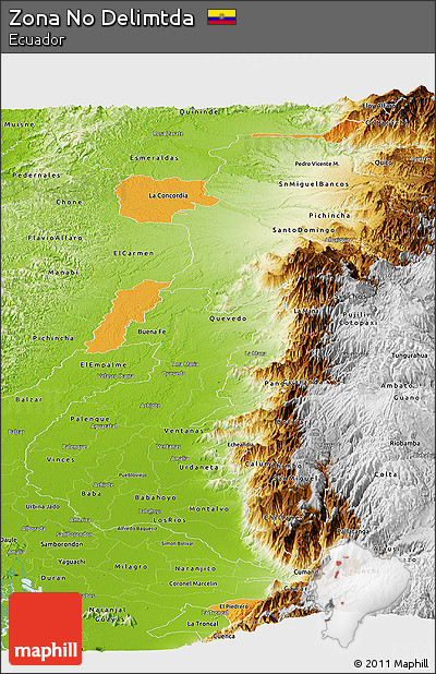 Political Panoramic Map of Zona No Delimtda, physical outside