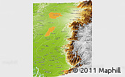 Political Panoramic Map of Zona No Delimtda, physical outside