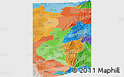 Political Panoramic Map of Zona No Delimtda, political shades outside